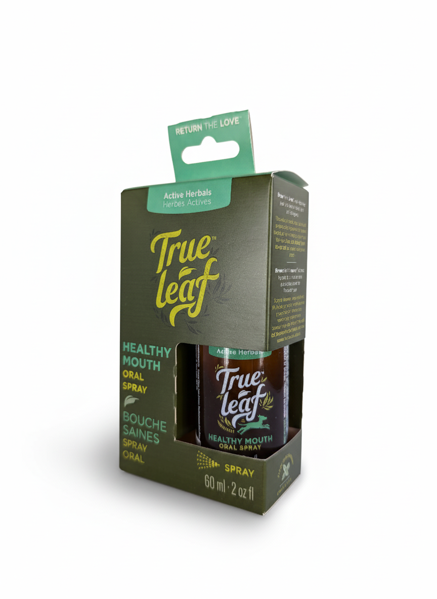 True Leaf oral spray packaging on a white background