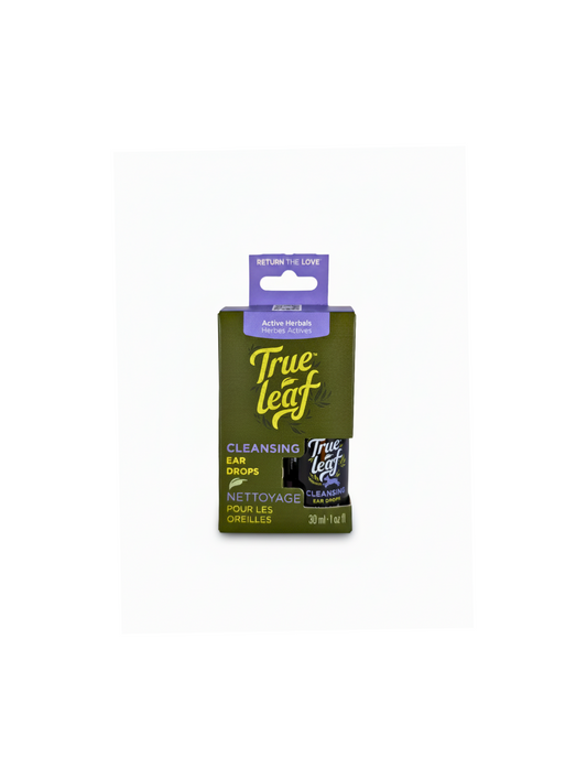 True Leaf cleansing ear drops (for pets) packaging on a white background
