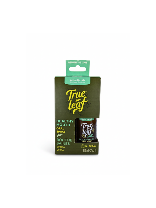 True Leaf healthy mouth oral spray packaging on a white background