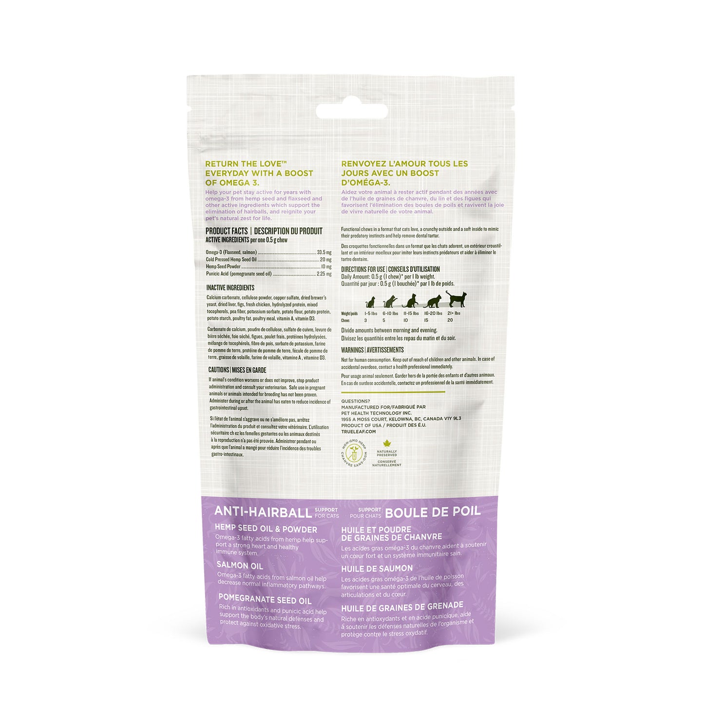 Back of cat chew packaging