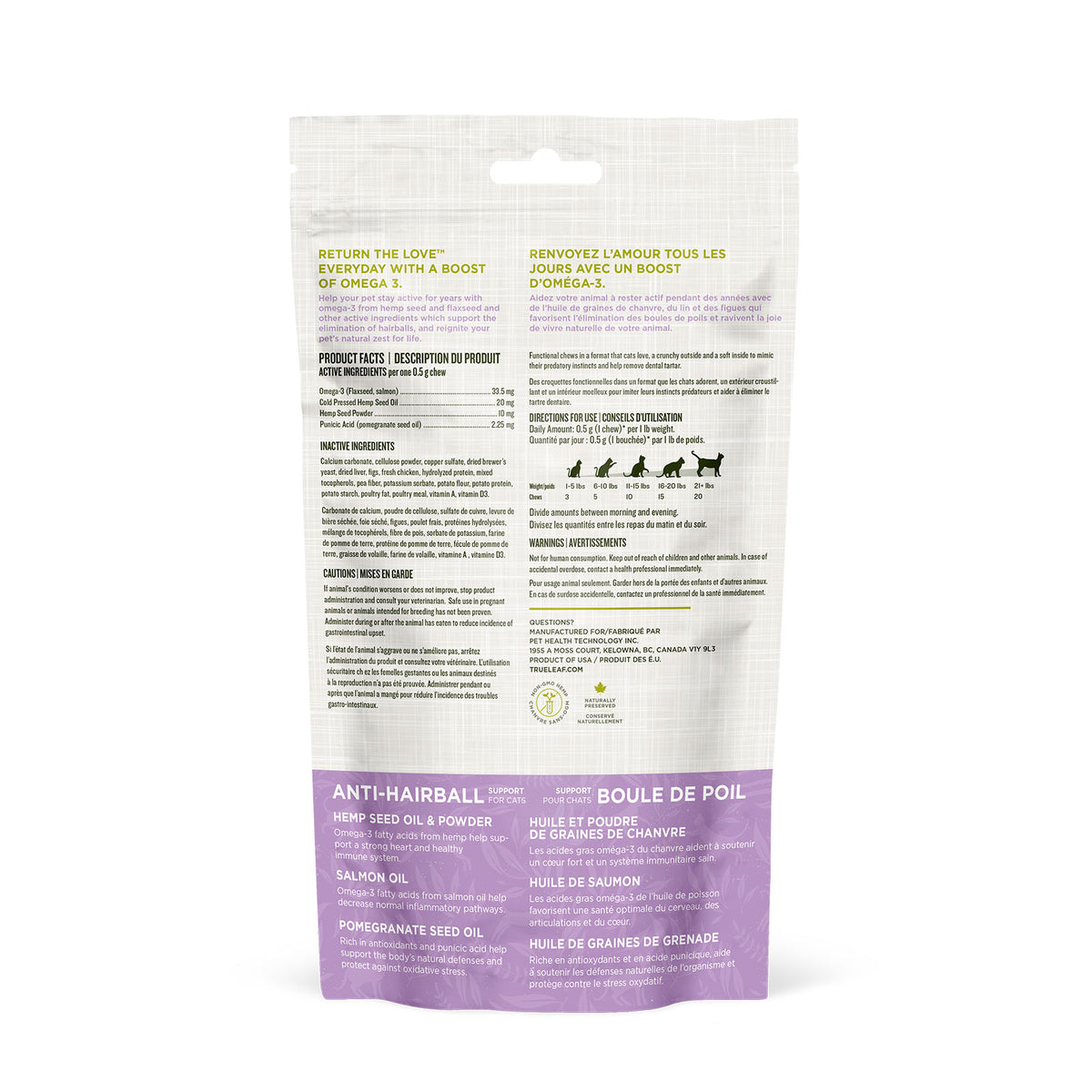 Back of cat chew packaging