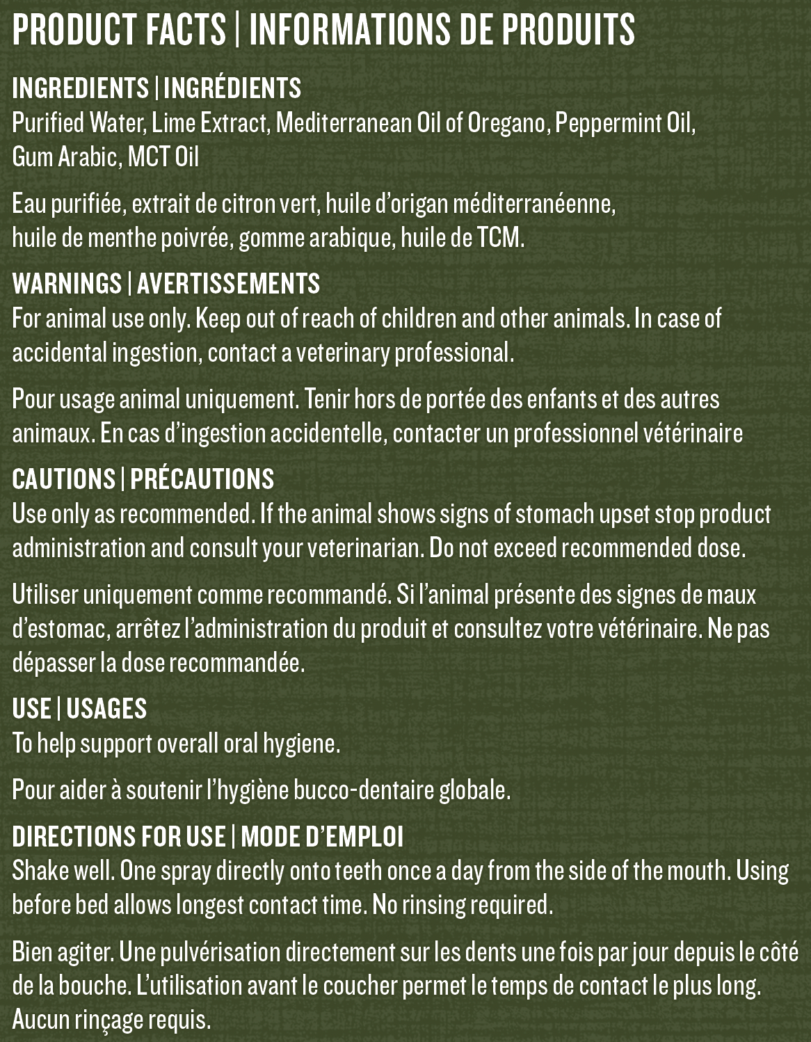 Healthy mouth oral spray product label