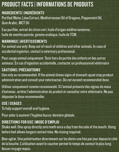 Healthy mouth oral spray product label